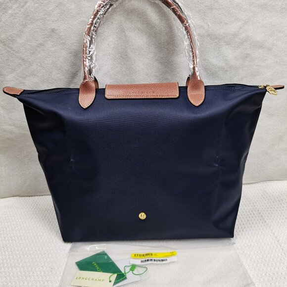 NWT Longchamp Le Pliage Original Large Shoulder Nylon Bag Tote Navy Blue - Picture 3 of 7